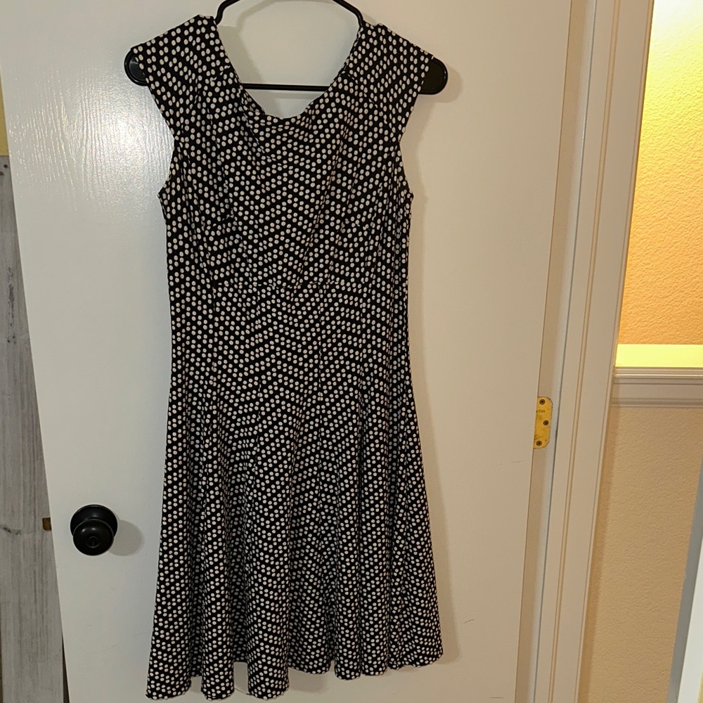 Danny & Nicole Black and White Patterned Midi Dress